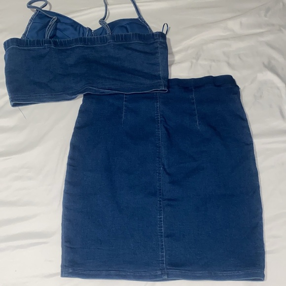Denim 2pc Set Crop Top and Skirt NWOT - Picture 4 of 4